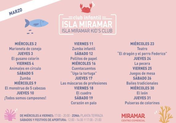 Talleres gratis para niños y niñas en marzo en el CC Miramar Fuengirola