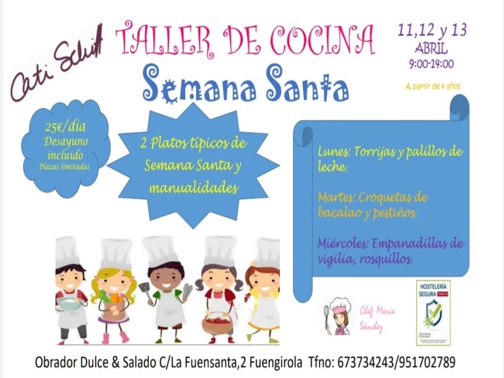 Taller de cocina para niños en Fuengirola durante la Semana Santa