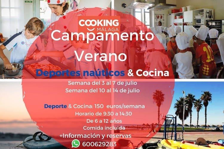 Cooking Málaga organiza este verano su campamento de deportes náuticos y cocina para niños y niñas. Está dirigido a peques de entre 6 y 12 años que disfruten con este tipo de actividades. El campamento se desarrolla de lunes a viernes en horario de 9:30 a 14:30 horas.