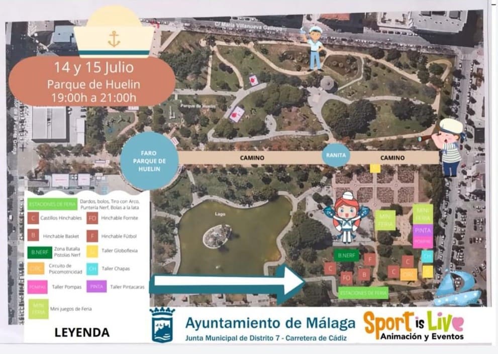 Actividades gratis para niños en las Fiestas Marineras en el Parque de Huelin (Carretera de Cádiz, Málaga)