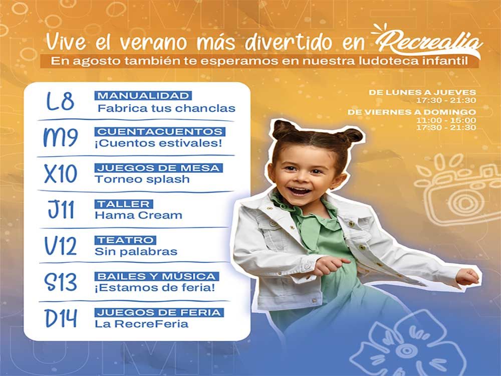 Actividades gratis en agosto para niños en Recrealia, ludoteca del CC Vialia Málaga