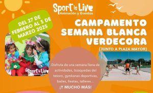 Sportislive ofrece esta Semana Blanca un campamento en el que niños y niñas podrán disfrutar cada día de divertidas actividades. El campamento se llevará a cabo en las instalaciones de Verdecora Málaga.
