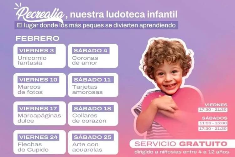 Actividades gratis en febrero para niñas y niños en Recrealia, ludoteca del CC Vialia Málaga