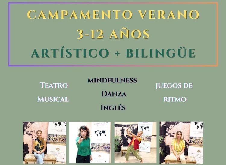 Campamento de verano artístico y bilingüe para niños en Málaga con la escuela Contratiempo
