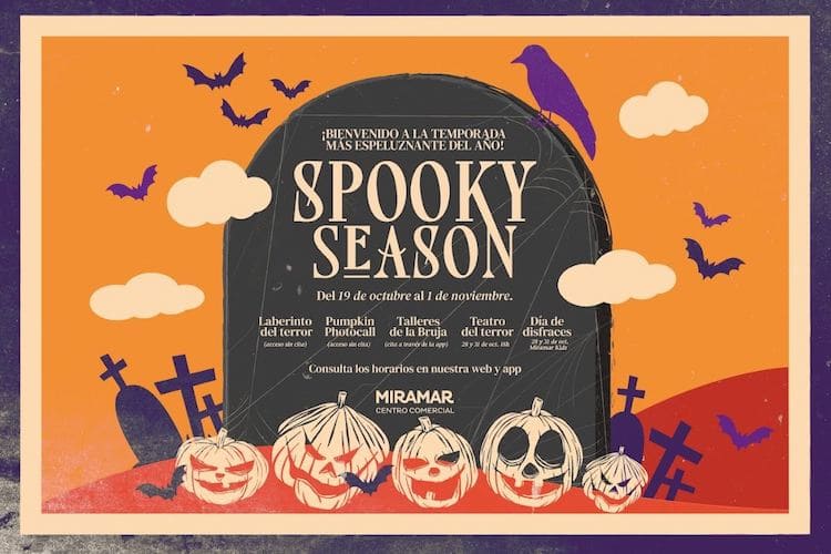 El Centro Comercial Miramar Fuengirola da la bienvenida al mes de octubre con una programación especial sobre Halloween llamada 'Spooky Season'. Desde el 19 de octubre hasta el 1 de noviembre, los visitantes serán transportados a un mundo lleno de misterio y diversión, repleto de actividades y sorpresas.